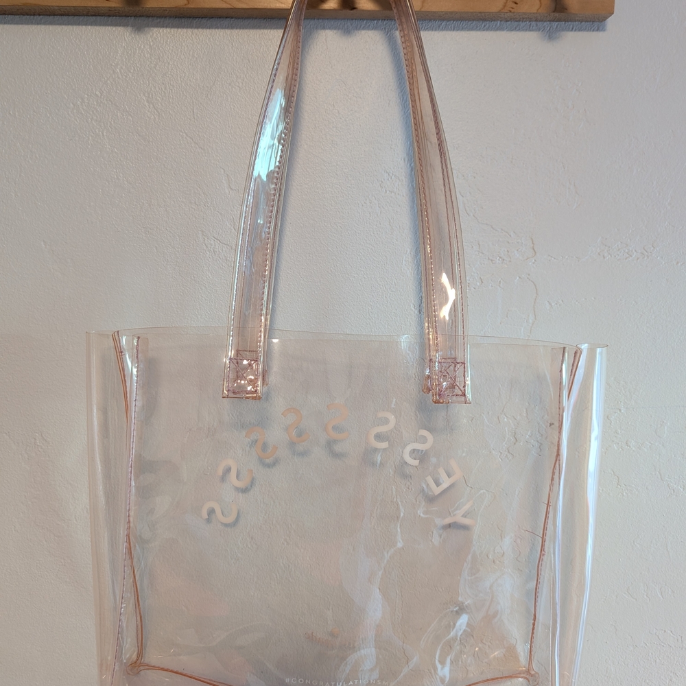Transparent Tote Bag with Pink Accents